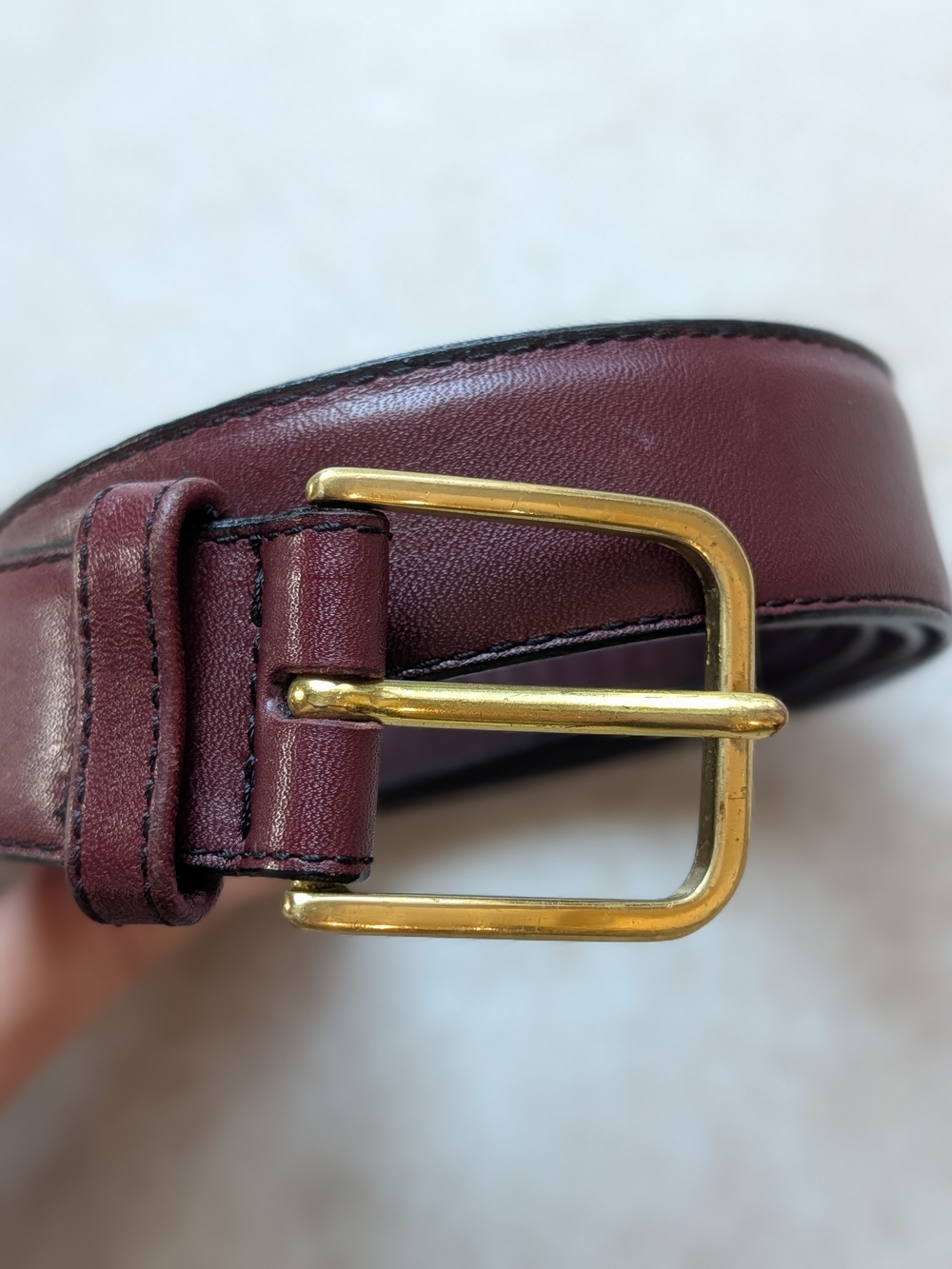 Vintage Jacobsons Burgundy Harness Leather Belt Size 40 Brass Buckle